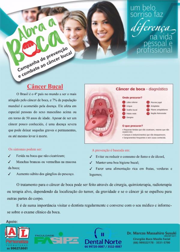 Curso de Odontologia realiza projeto Abra a Boca contra o câncer bucal