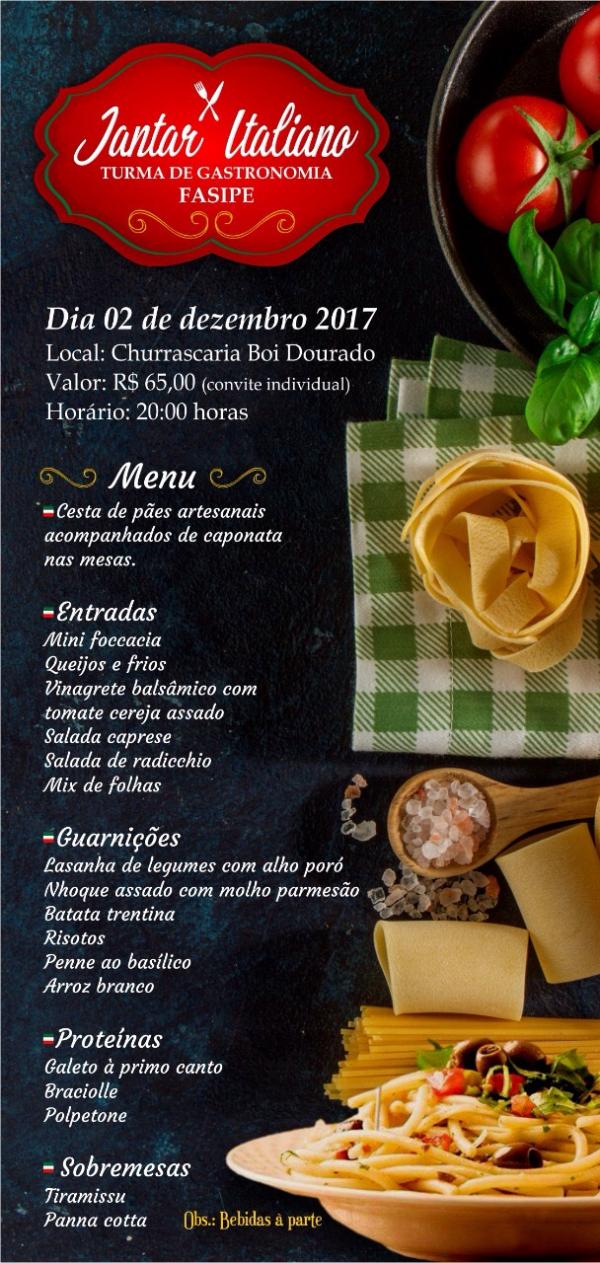 Curso de Gastronomia da FASIPE realiza jantar Italiano