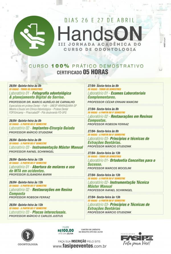 Odontologia da Faculdade Fasipe realiza o Hands-on na III Jornada Acadêmica