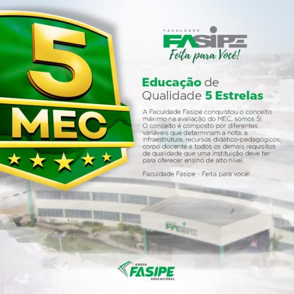Faculdade Fasipe recebe nota máxima do MEC