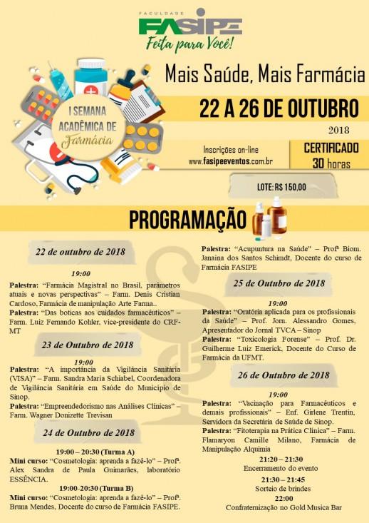 Primeira Semana Acadêmica do curso de Farmácia da Fasipe