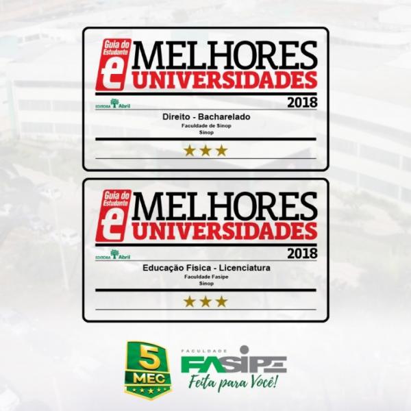 Direito e Educação Física da FASIPE recebem pelo segundo ano consecutivo Certificado do Guia do Estudante Abril