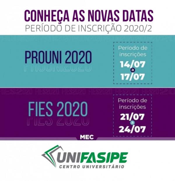 MEC DIVULGA NOVAS DATAS DAS INSCRIÇÕES PARA O PROUNI E FIES