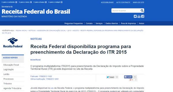 Inscrições para curso sobre ITR estão abertas