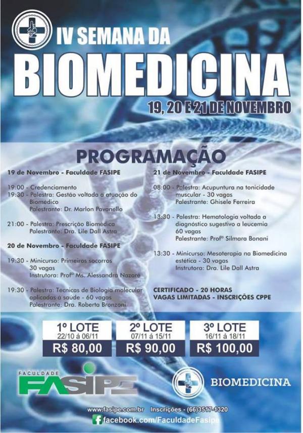 Programação definida da IV Jornada Biomédica