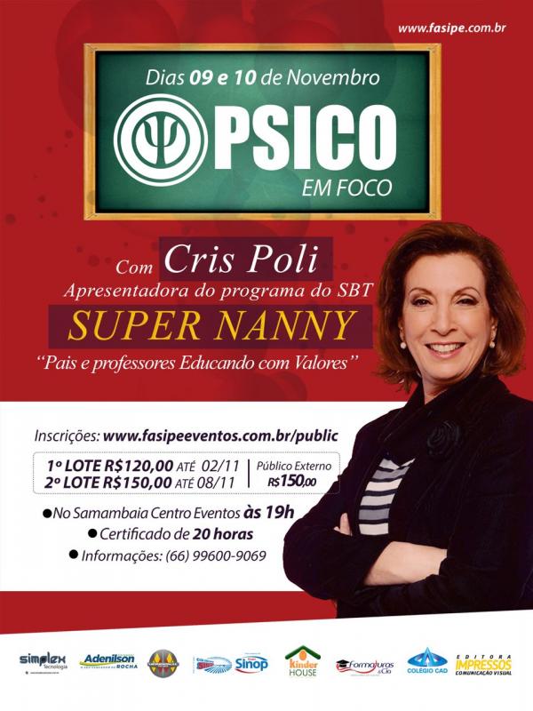 Apresentadora do Super Nanny, Cris Poli ministra palestra na Semana de Psicologia
