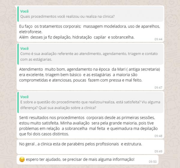 Pacientes aprovam a clínica de estética da Fasipe