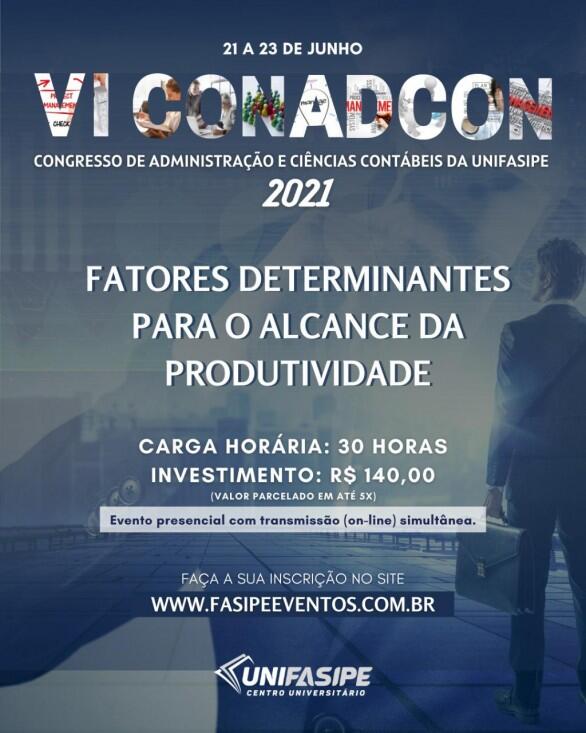 VI CONADCON - Congresso de Administração e Ciências Contábeis UniFasipe